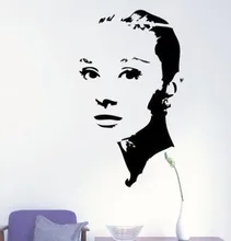 Young AUDREY HEPBURN Silhouette Wall Vinyl Stickers Art Decal Reusable Removable Decal 2014 fashion custom made Free Shipping
