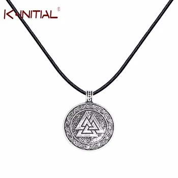 Kinitial 1pcs Valknut Viking Pendant Necklace Silver Viking Necklaces Scandinavian Norse Viking Women Statement Fashion Jewelry