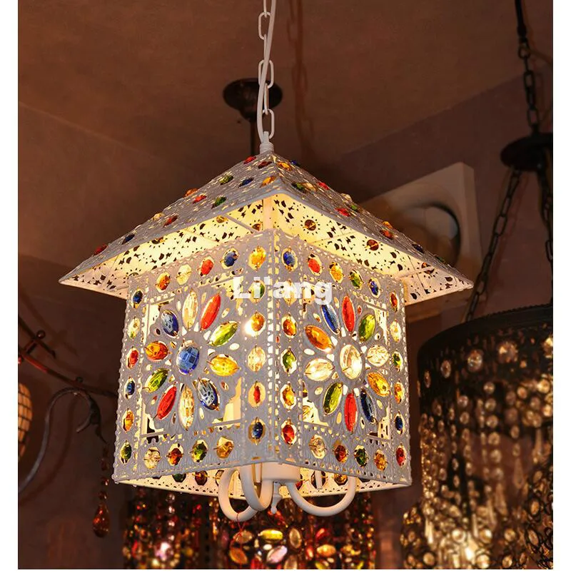 Bohemia White Mixed Colorful Style Pendant lamp D38cm E14 Countryside