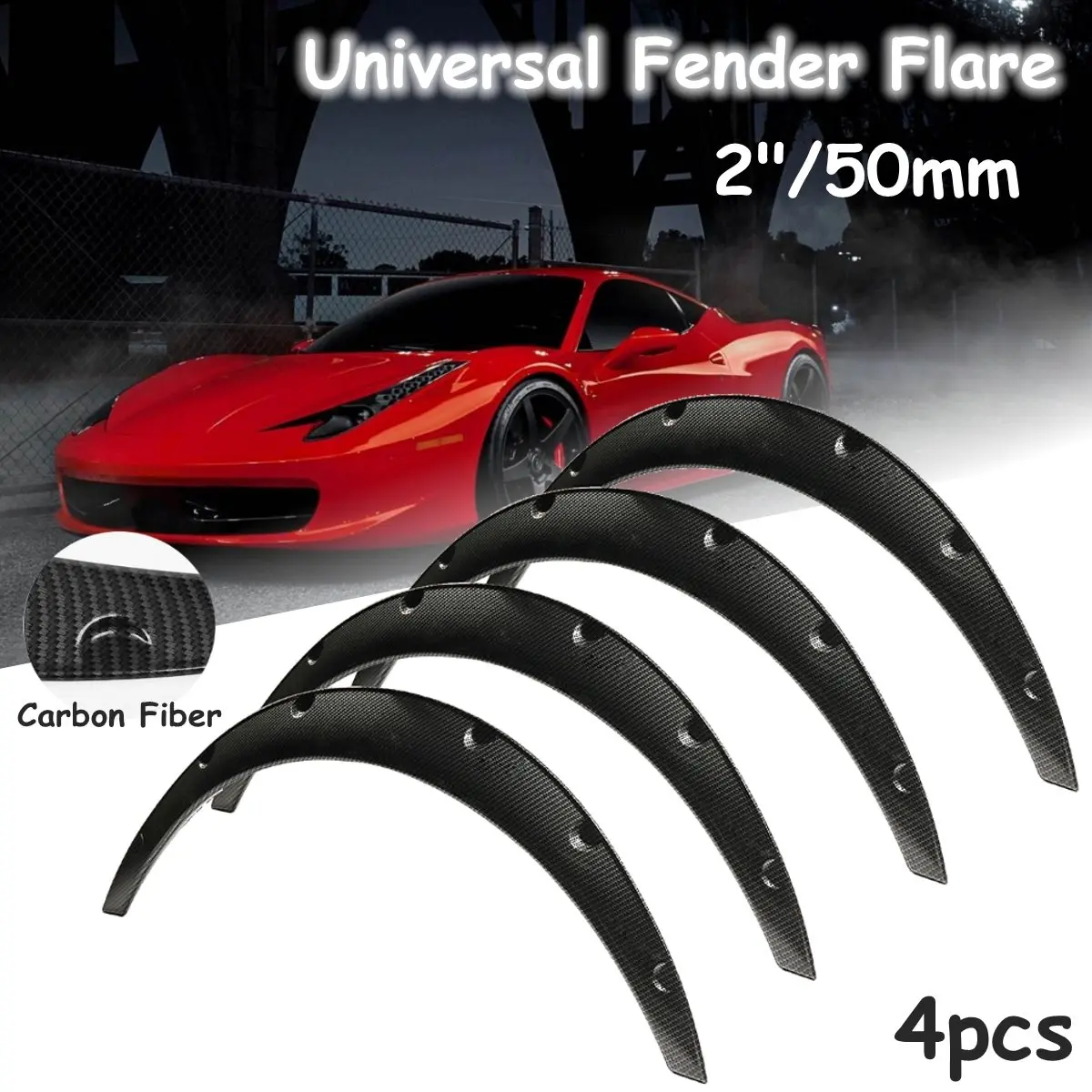 

4Pcs 2inch Universal Carbon Fiber Flexible Car Body For Fender Flares Extension Wide Wheel Arches