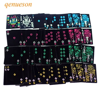 

Novelty Black Glow In The Dark Bar Smooth Paper Fluorescen Poker Cards Night Luminous Playing Cards 63*88mm Board Games qenueson
