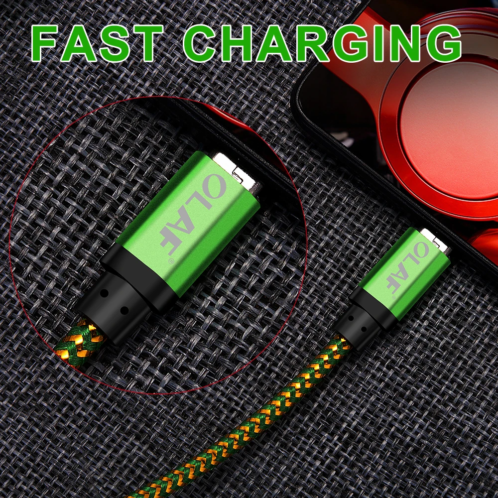 Оплетка Olaf кабель Micro USB 25 см 1 м 2 3 5 В/2 А зарядка для Samsung Xiaomi быстрая передачи