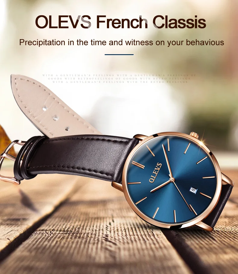 Оригинальные мужские часы OLEVS, брендовые, ультра тонкие, повседневные, водонепроницаемые, кожаные, спортивные, мужские, s, кварцевые часы, черные, Relogio Masculinoo