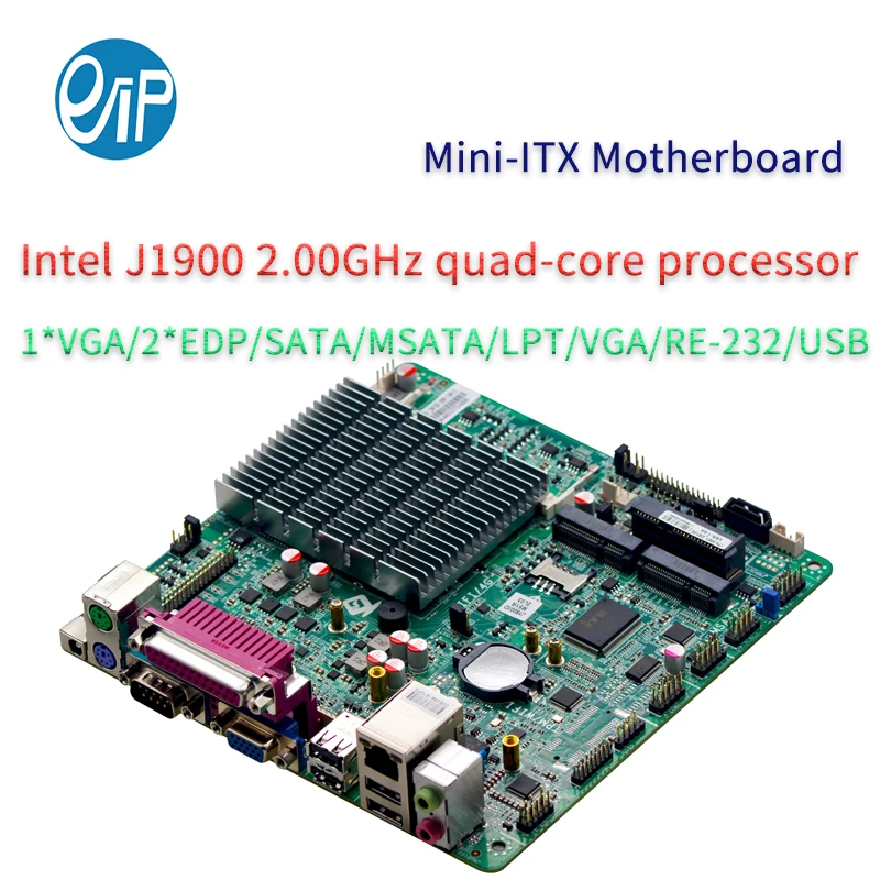 Fanless Mini-ITX Motherboard with Celeron Processor J1900 onboard Duad Core mSATA SATA Dual Lan 9*USB 2*COM Dual Display