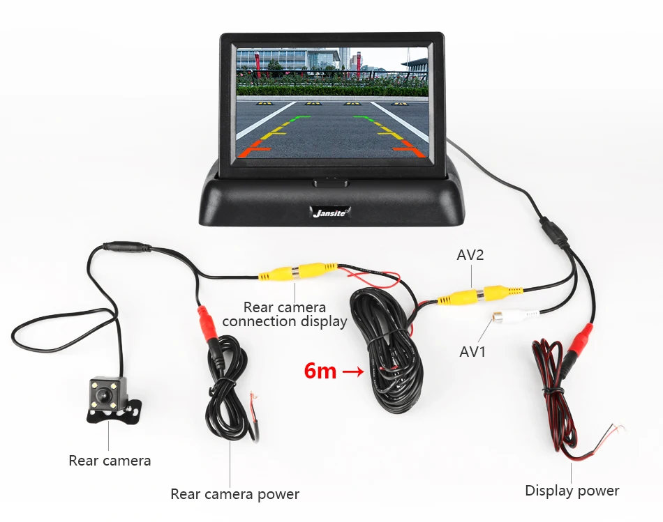 Jansite 4," автомобильные мониторы TFT lcd монитор заднего вида для парковки система заднего вида для резервного копирования камера заднего вида Поддержка DVD авто тв