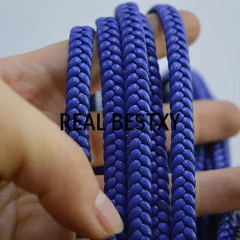 

REAL BESTXY 5m/lot 6*2mm blue Color Strands Thread DIY tools super fiber Leather Cords For Necklace Bracelet flat braided cord