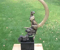 Арт-Деко SculptureThe Леопарда На Луне Бронзовая Статуя