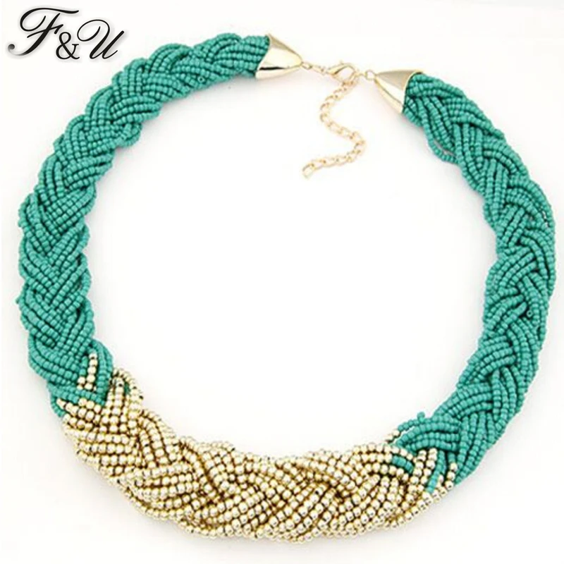 

F&U Unique Design New Arrival 2015 Fashion Girls Collar Necklace Women Beaded Necklace #N172