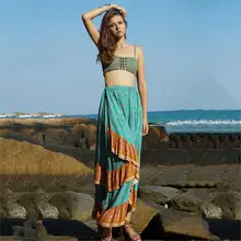 Jastie богемная пляжная юбка с оборками, эластичная талия, повседневные женские юбки, летняя юбка с цветочным принтом, юбка для отдыха для женщин, Faldas