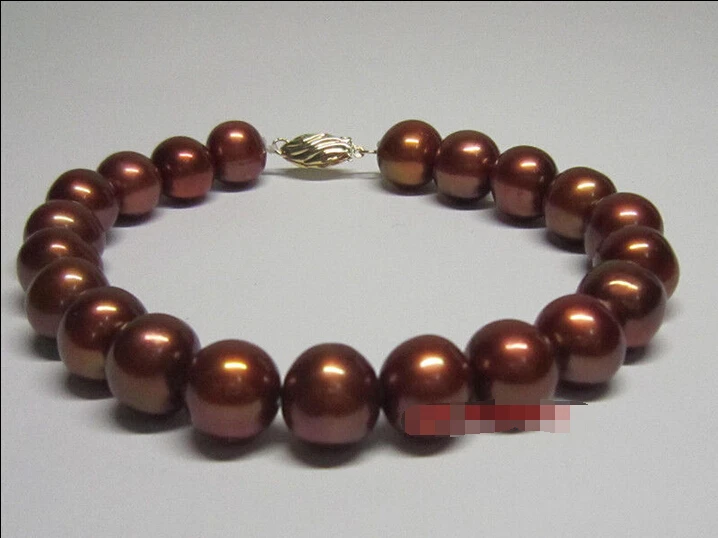 

HOT 10-11 mm AAA CHOCOLATE COFFEE SOUTH SEA PEARLS BRACELET 7.5" 14K @^Noble style Natural Fine jewe SHIPPING 5.25