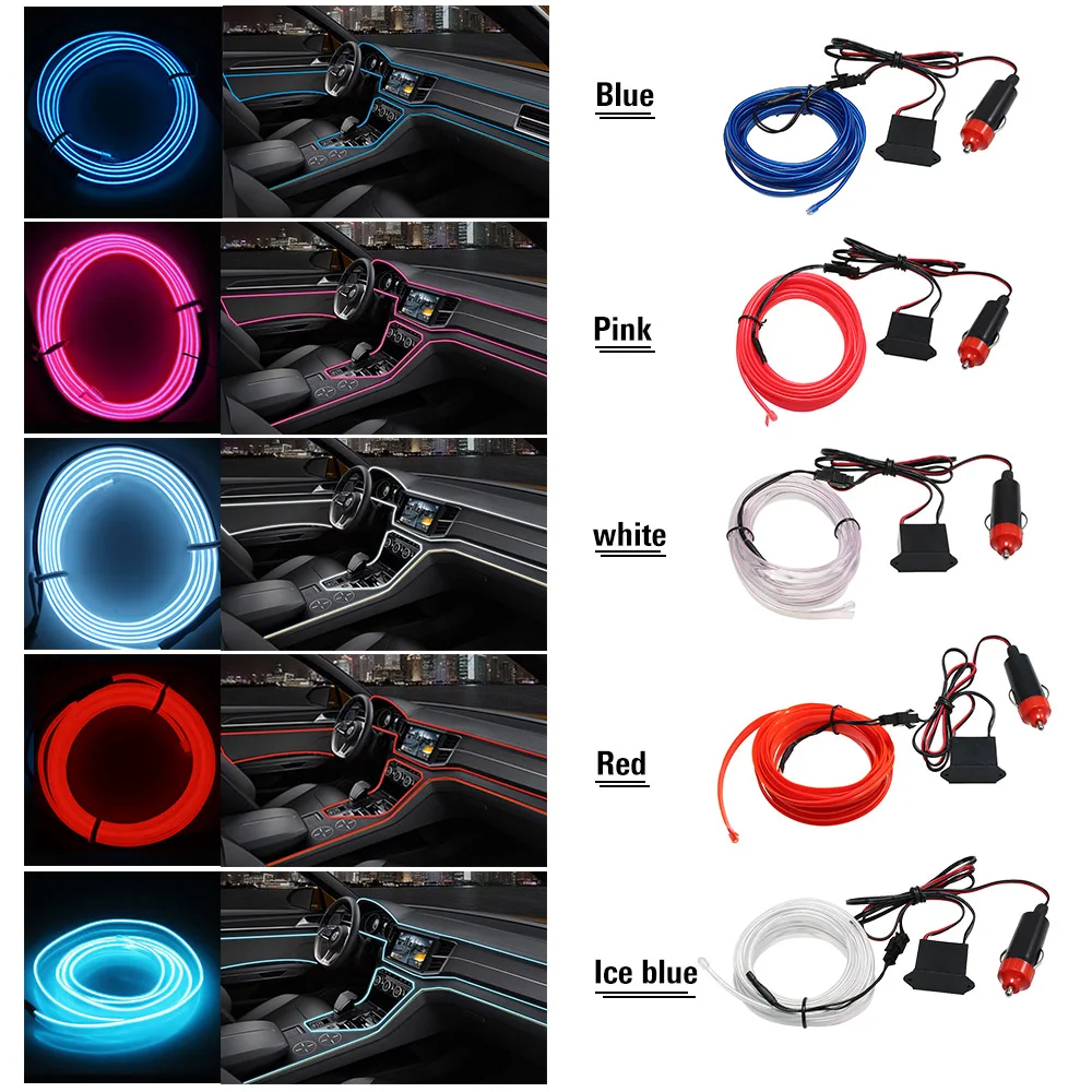 

New Model Interior Car Lights EL Car Cold Light Line T10 LED Bulb Car LED Line 3 Meters Auto Accessories