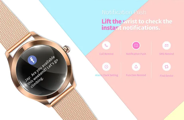 Montre intelligente étanche femmes beau Bracelet moniteur de fréquence cardiaque surveillance du sommeil Smartwatch connecter IOS Android KW10 bande 4