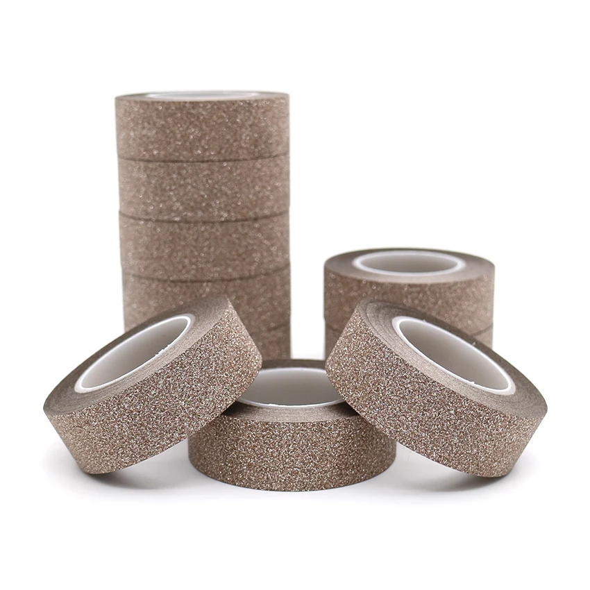 

10m*15mm Creative Brown Washi Tape Glitter Flash Stickers DIY Album Decoration Adhesive Hand Account Tape Masking Tape 1 PCS