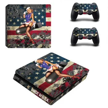

Vinyl Decal Protective Skin Cover Sticker for PS4 Slim Console and Two Controller - Made in U.S.A