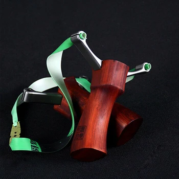 

Titanium Alloy Slingshot With Stainless Steel Head Catapult And Wood Handle Shooting Flat Rubber Band Outdoor Strong Slingshot