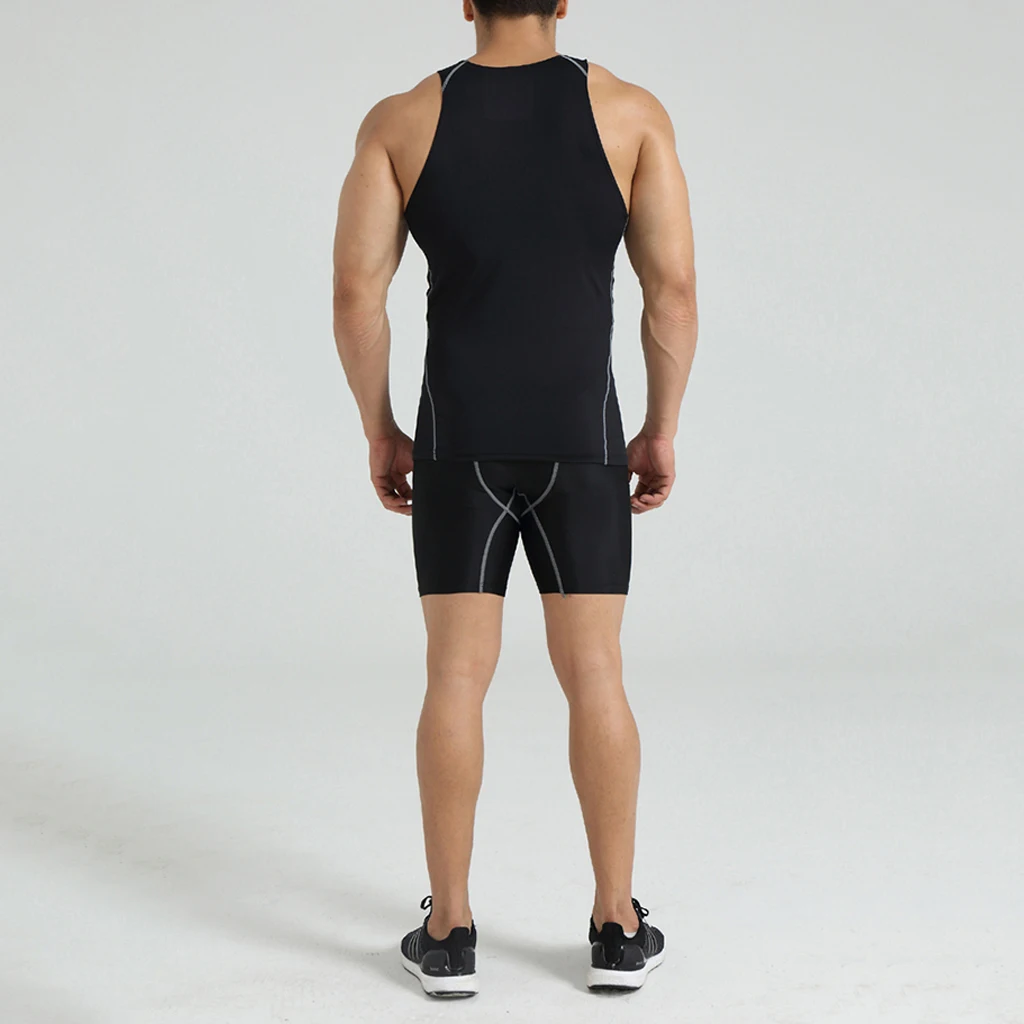 Men's Polyester Sleeveless Shirt Compression Singlet Underwear Undershirt Breathable Man Vest Tank Tight Shirt Sport Wear 
