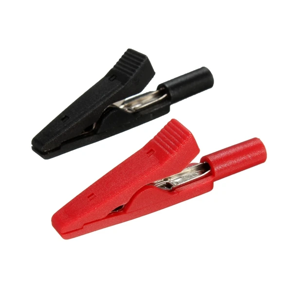 

2Pcs Battery Test Lead Alligator Clips 2MM 10A Red + Black 43mm Alligator clip clamp Crocodile Car Caravan Van