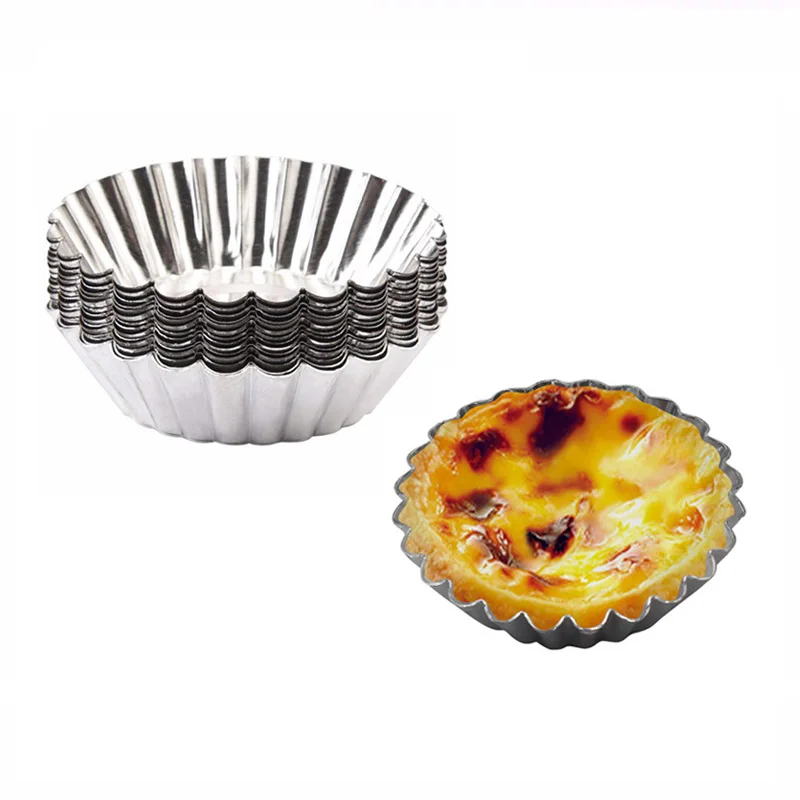 

20pcs/lot Egg Tart Mold Egg Tart Patisserie Jelly Pudding Cake Molds Baking Tools Aluminum Alloy Egg Tart Cup Kitchen Bakeware