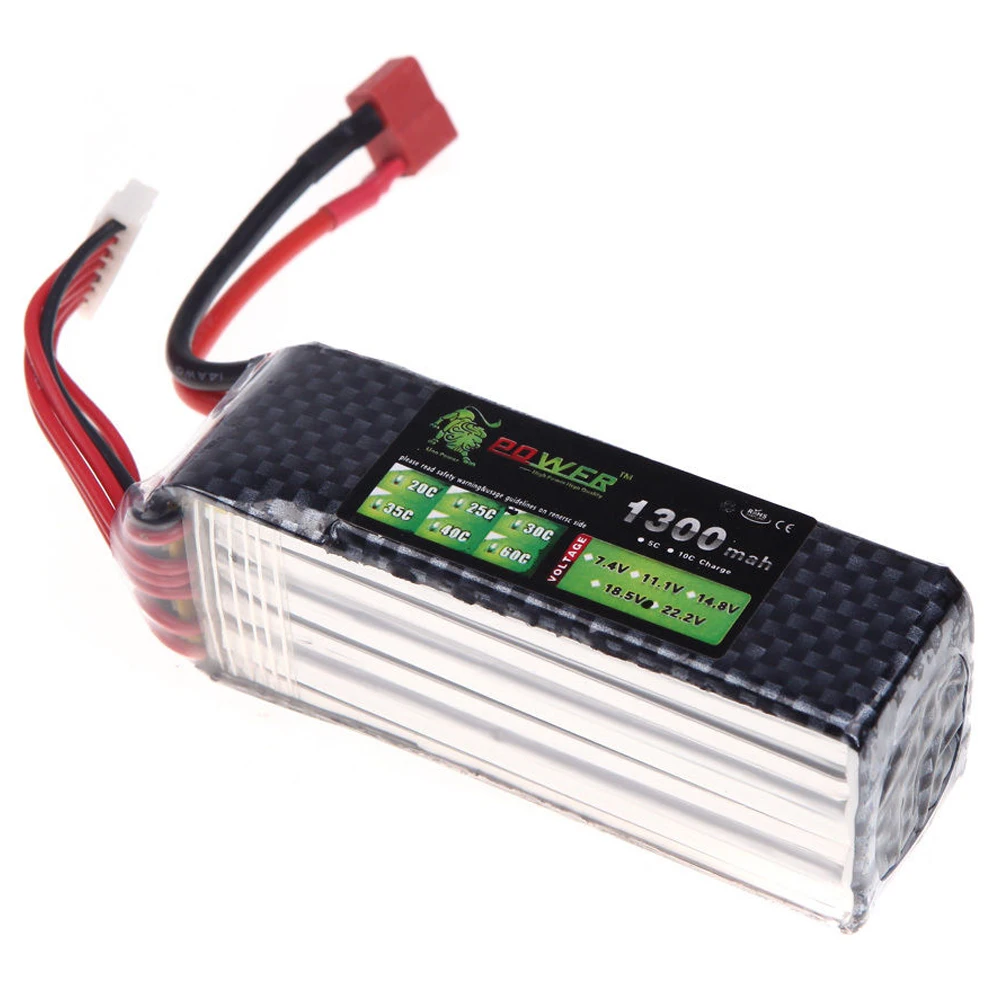 

Lion Power 22.2V 1300Mah 30C MAX 45C 6S Lipo Battery For Align TREX 450 450L