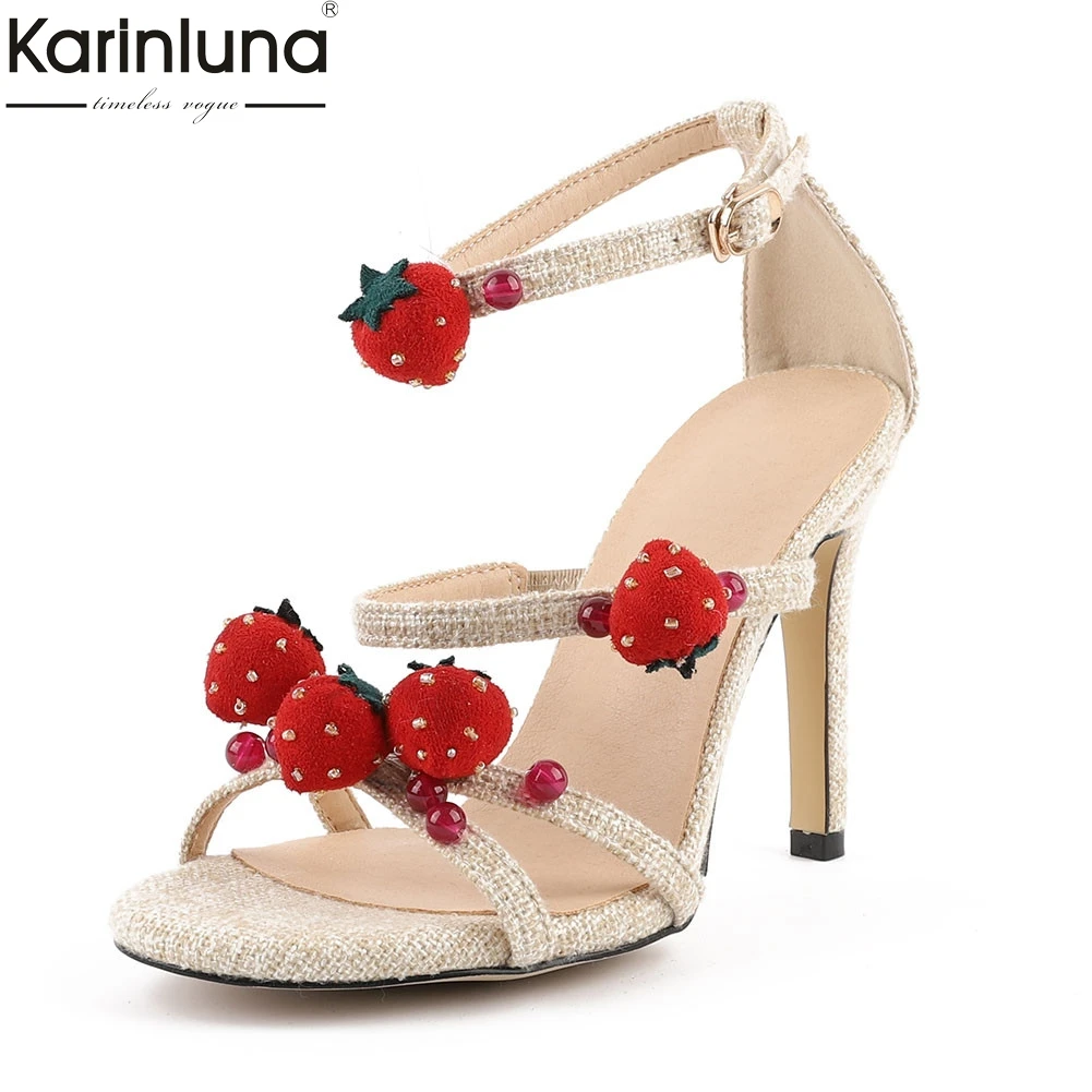 

Fashion sexy wedding Sweet Strawberry Ladies High Heels Shoes Woman Casual Party Sexy Summer Sandals 2019