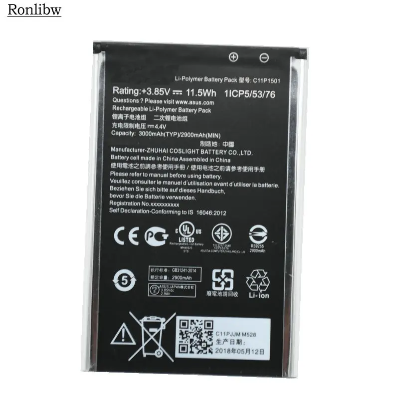 Аккумулятор Ronlibw для телефона ASUS Zenfone 2 Laser ZE601KL ZD551KL 3000 мАч C11P1501|Аккумуляторы