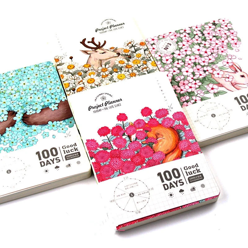 

Animal World" 100 Days Project Planner Daily Agenda Travel Notebook Study Scheduler Journal Stationery Gift