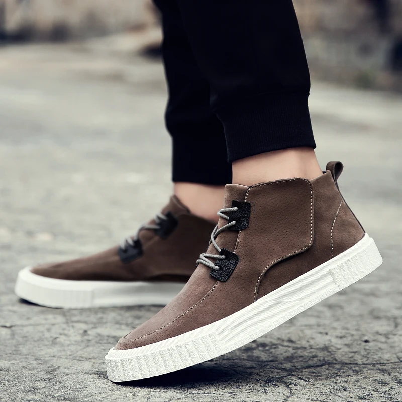 

MIUBU Fashion Men Comfortable Casual Shoes New Breathable Canvas Shoes Flat-Bottomed Men'S Shoes High Help Sapatos Masculinos