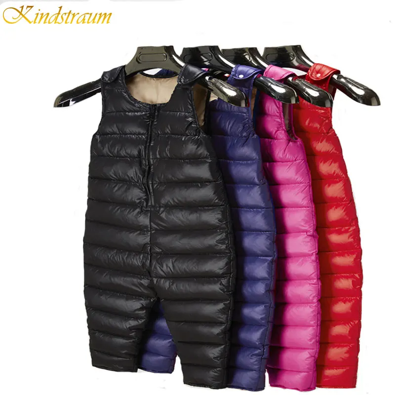 Kindstraum2016 New Baby Kids Down Pant Boys Girls Warm Duck Down Overall for Russia Winter Child