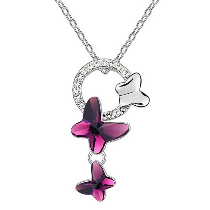 Butterfly Necklaces Pendants Fashion Jewelry For Women High Quality Bijouterie Crystal from Swarovski Elements 6874