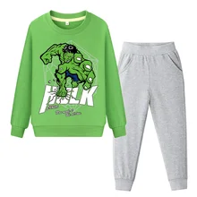 Детские комплекты одежды с принтом Халка, коллекция года, весенний свитер+ штаны, костюм спортивный костюм для мальчиков детские толстовки с капюшоном, костюм DY019