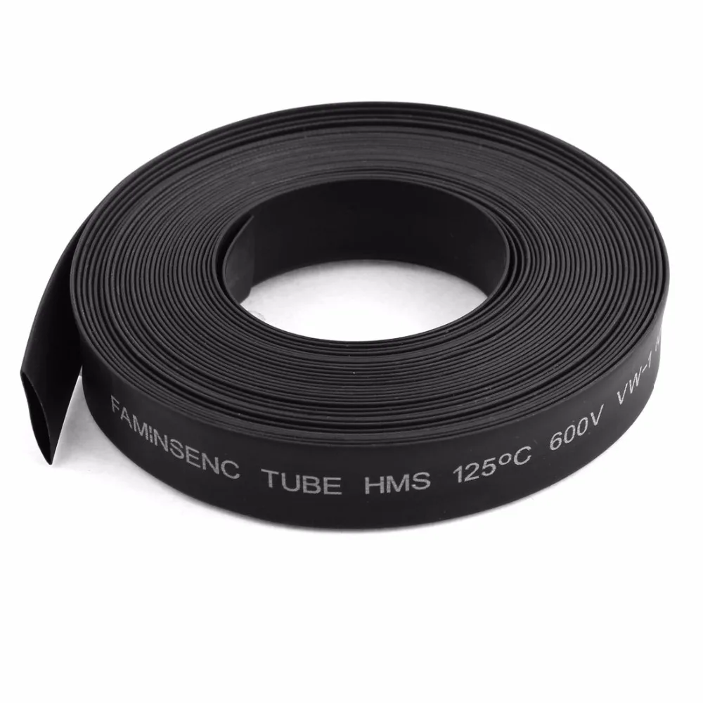 UXCELL 5M Long 10mm Dia Black Polyolefin Heat Shrinkable Tube Shrink