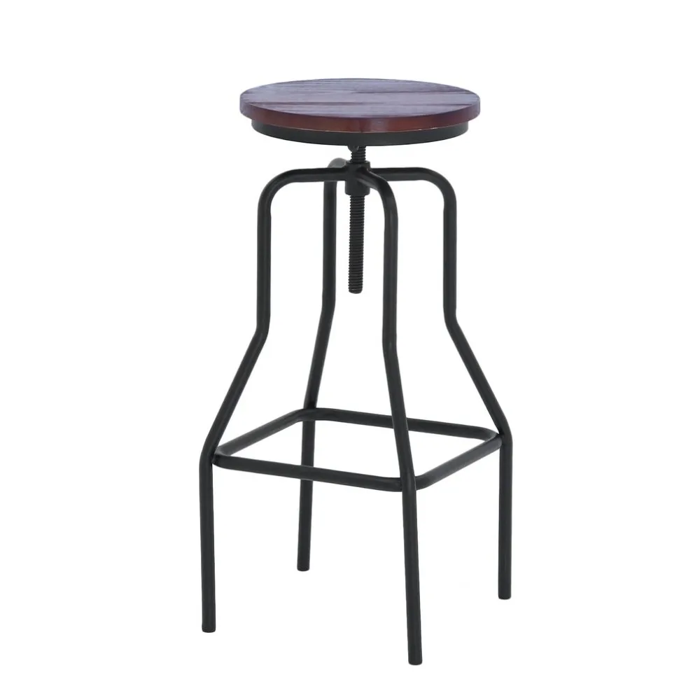 Регулируемая высота металлический винтажный барный стул металлический деревянный промышленный сиденье кухонный обеденный стул труба