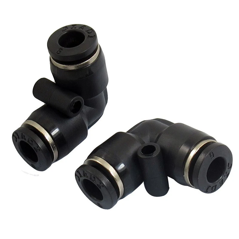 10 x Pneumatic 6mm to 6mm One Touch Connectors 90 Degree Elbow Quick