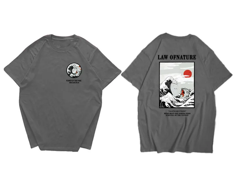 Японская футболка Харадзюку для мужчин, лето, хип-хоп футболки, забавная кошка, одежда в уличном стиле с принтом из мультфильмов, футболки, короткий рукав, повседневный топ из хлопка - Цвет: 9Dark gray
