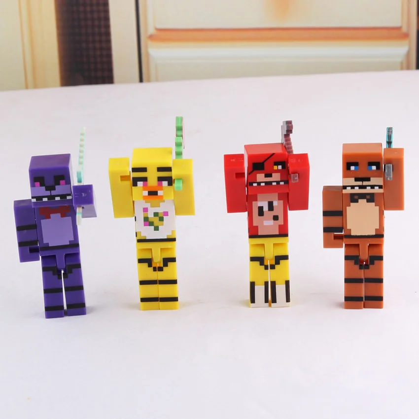 

8pcs/set Minecraft Five Nights At Freddy's 4 FNAF Foxy Chica Bonnie Freddy Action Figures Kid Toy Christmas Gifts