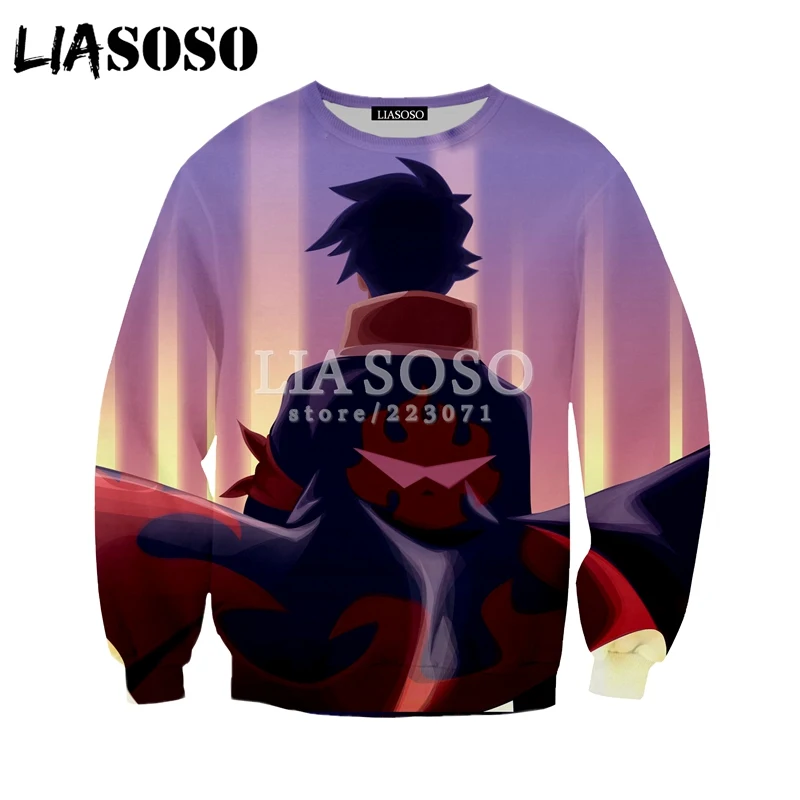 LIASOSO Осенняя мода для мужчин и женщин Tengen Toppa Gurren Lagann Толстовка 3D принт аниме