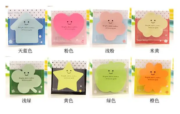 Jonvon Satone 32pcs Notepad Cute Shape Sticky Notes Candy Notebooks Message Memo Pad Korean Stationery Office Supplies Wholesale - Цвет: 4 pcs each style