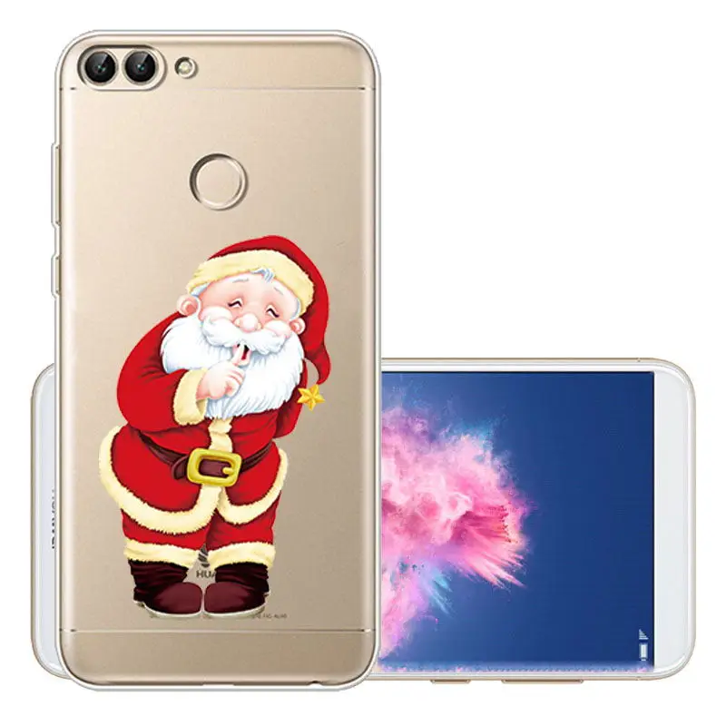 Christmas Santa Snow Patterned Clear Soft TPU Case Cover For Huawei P Smart P20 (3)