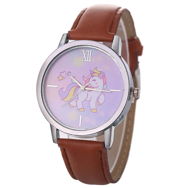 2018 Cute Unicorn Cartoon Watches Kid Girls Leather Straps Wristwatch Children Quartz Watch Cute Clock Relogio 3