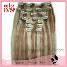 Ring Can be dyed and bleached 24 inches Natural Straight Virgin Remy Hair 8Pcs/Pack 120g Clip in Hair Extension 15 colors