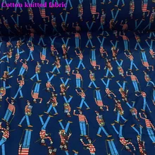 Хорошее голубое трикотажное хлопковое полотно, крутая волшебная ткань с принтом для мальчиков, материал для шитья, футболка для мальчиков, одежда