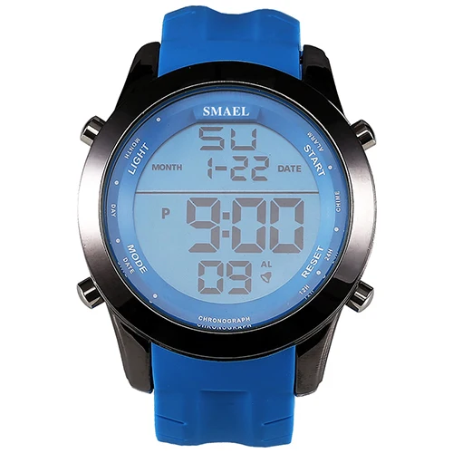 SMAEL, цифровые часы для мужчин, спортивные, водонепроницаемые, с будильником, с датой, модные, большой циферблат, часы для альпинизма, военные, уличные, повседневные, мужские, наручные часы - Цвет: Blue