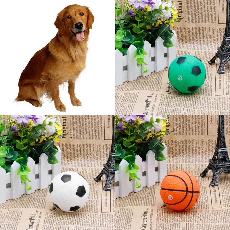 

New Pet Puppy Cute Small Hollow Football Sound Treat Training Toys Chew Ball