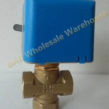 DN20(G 3/4") AC220V 3 way 2 wire fan coli motorized valve/shut off structure brass valve for automatic control HVAC system