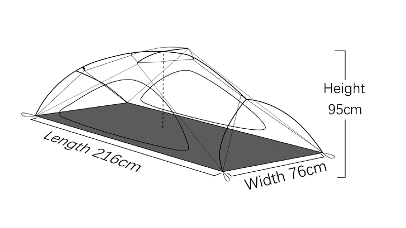 2.6LB Сверхлегкий 15D нейлон открытый складной тент 216*76*95 см водонепроницаемый 3000 мм вентилируемая военная палатка 4 сезона прочный