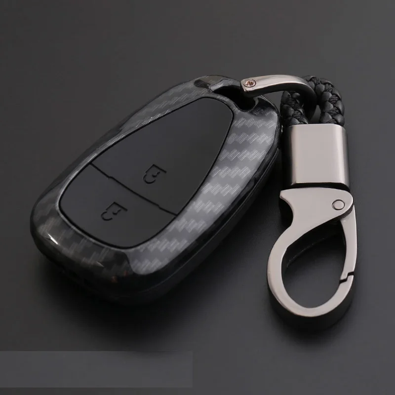 Автомобильный держатель для ключей на сумку из углеродного волокна с принтом для CHEVROLET MALIBU EQUINOX CRUZE CAMARO аксессуары - Название цвета: A Carbon Black