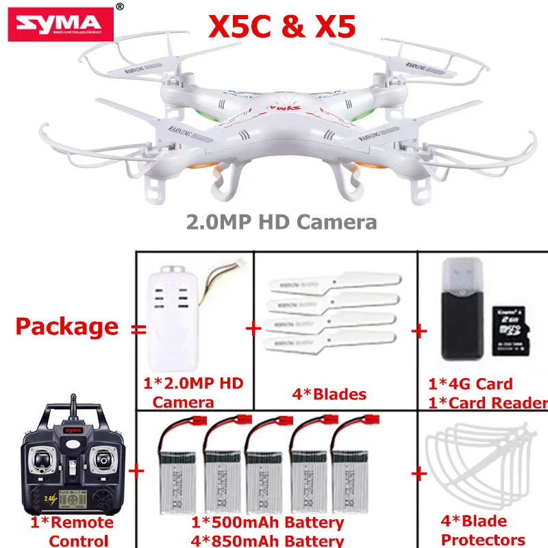 2017 Сыма X5 x5c Радиоуправляемый Дрон 4ch 2mp HD Камера Профессиональный SYMA без с 6 оси
