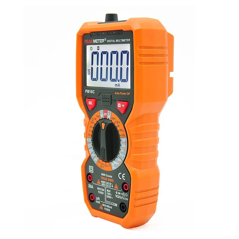

HHTL-PEAKMETER PM18C Digital Multimeter Measuring Voltage Current Resistance Capacitance Frequency Temperature hFE NCV Live Li