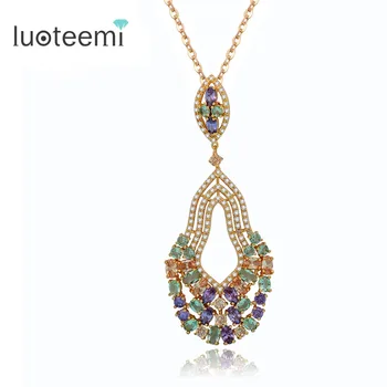 

LUOTEEMI Luxury Women's Fashion Champagne Gold-Color Pendant Big Necklace For Women Fashion Jewelry Birthday Present Bijoux
