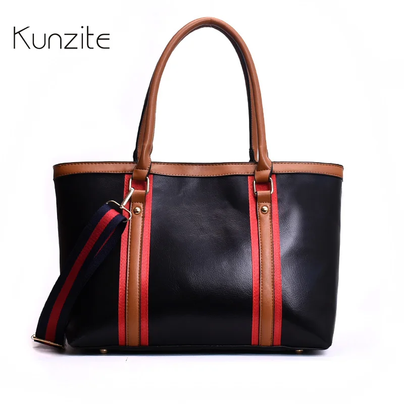

KUNZITE Brand Luxury Leather Handbags For Women Tote Bags Designer Large Capacity Black Messsenger Bag Female Portable Hand Bags